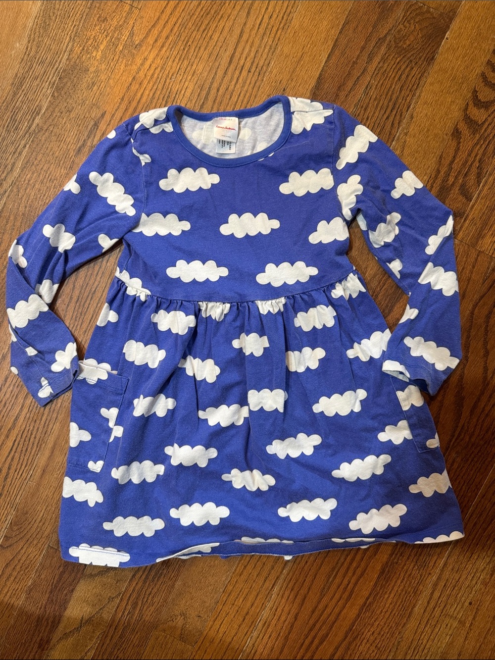Hanna Andersson Blue Cloud-Print Long Sleeve Dress size 5